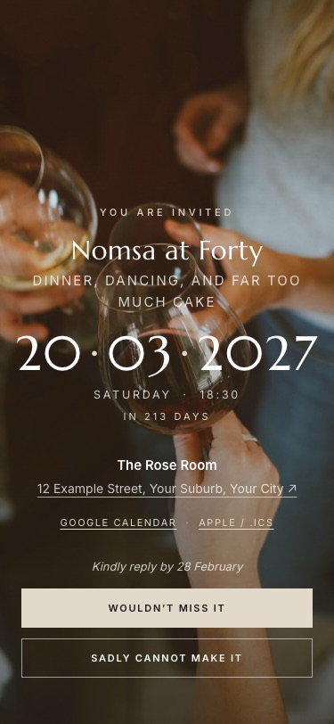 The same invitation open on a phone