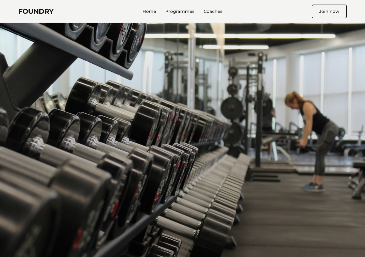 An example gym website built in the Pylon editor, with programmes and coaches in the navigation