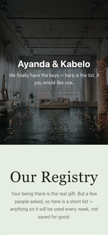 The same registry open on a phone